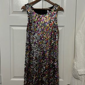 Full multicolored sequin mini dress
